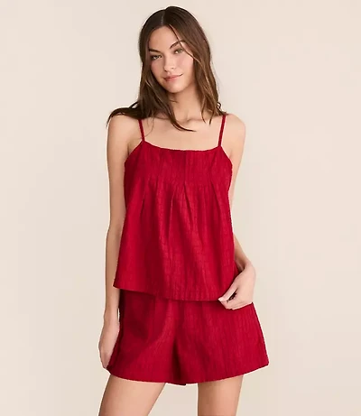 Lou & Grey Grid Linen Cotton Pleated Cami