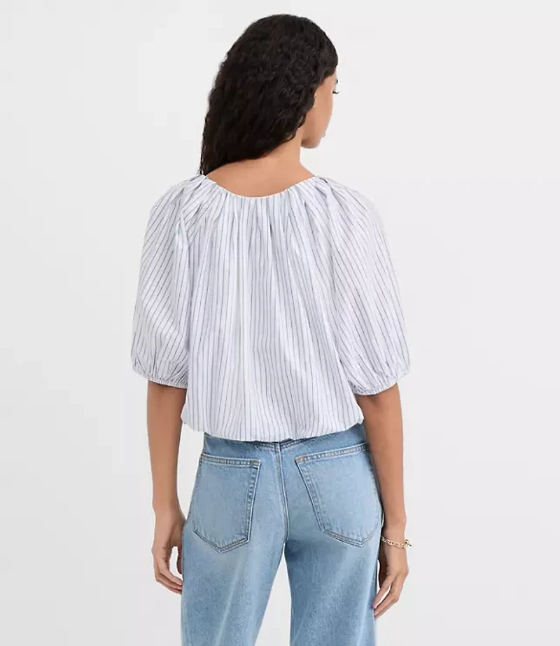Striped Poplin Bubble Blouse