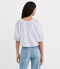 Striped Poplin Bubble Blouse