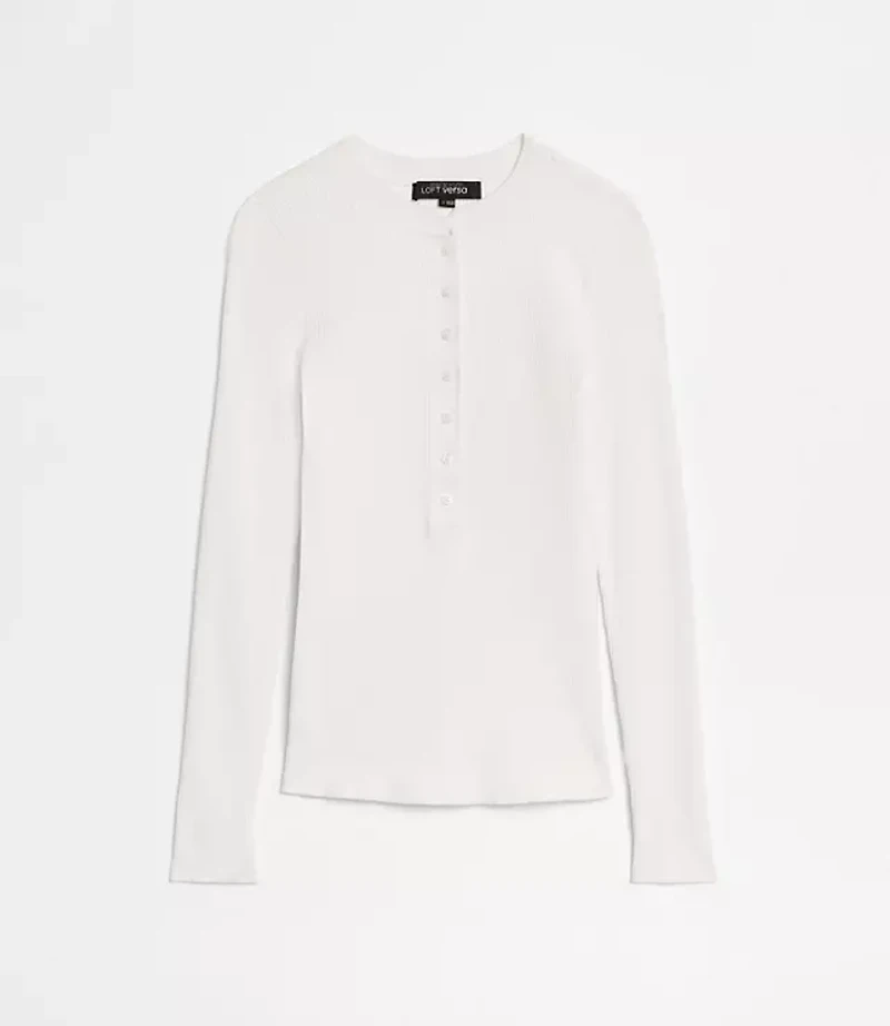 Petite LOFT Versa Ribbed Henley Sweater