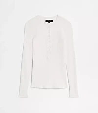 Petite LOFT Versa Ribbed Henley Sweater