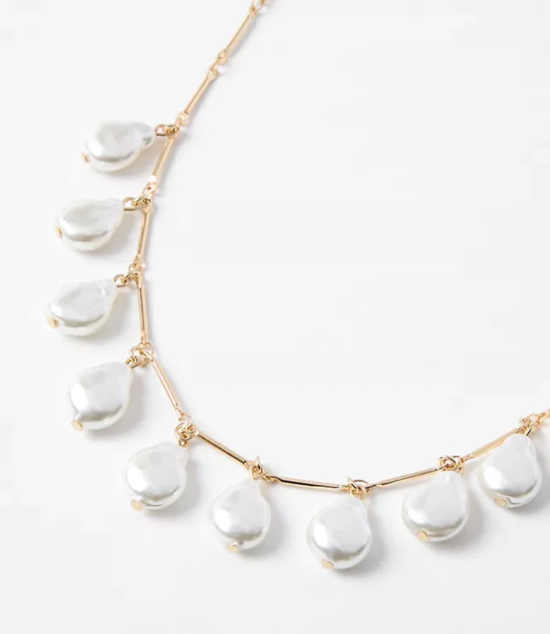 Pearlized Drop Statement Necklace