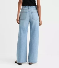 Rivete Tall Belted High Rise Wide Leg Jeans Light Wash