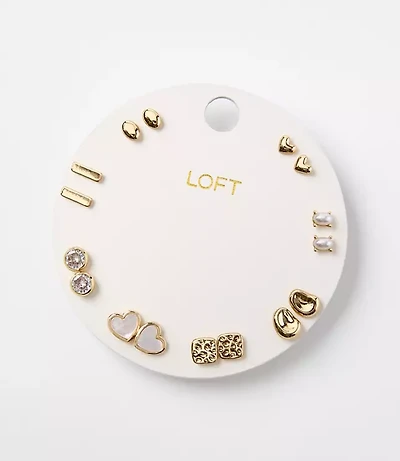 Mother Of Pearl Heart Stud Earring Set