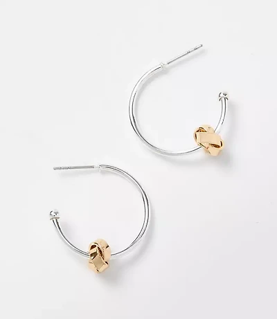 Mixed Metal Knot Hoop Earrings