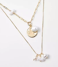 Mother Of Pearl Layered Coin Necklace Set