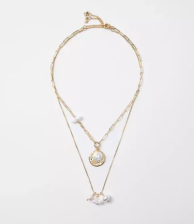 Mother Of Pearl Layered Coin Necklace Set