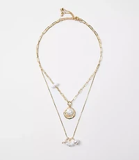 Mother Of Pearl Layered Coin Necklace Set