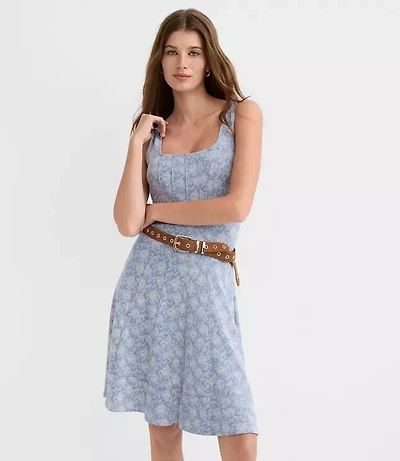 Floral Ponte Seamed Mini Dress