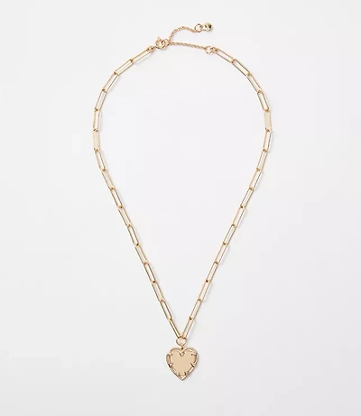 Sparkle Heart Chain Link Necklace