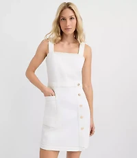 Topstitched Denim Pocket Mini Wrap Dress