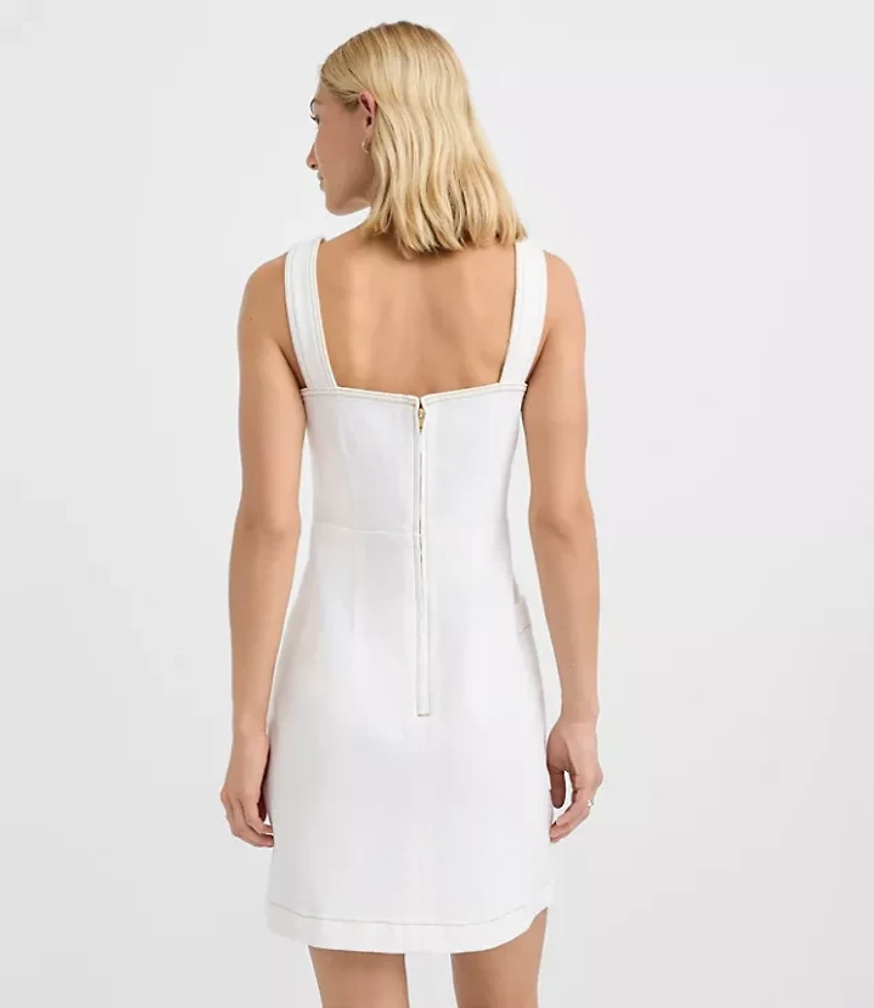 Topstitched Denim Pocket Mini Wrap Dress