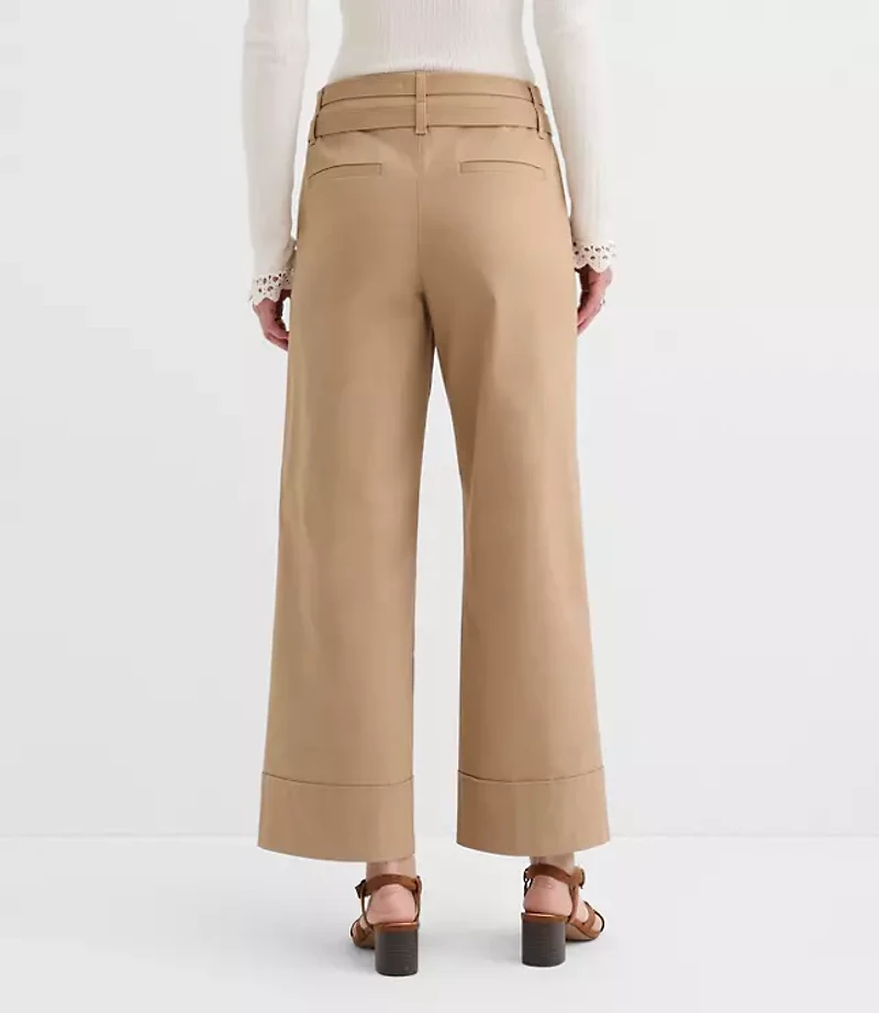Petite Curvy Double Belted Wide Leg Pants