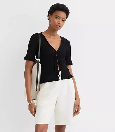 Petite Bermuda Shorts Linen Blend