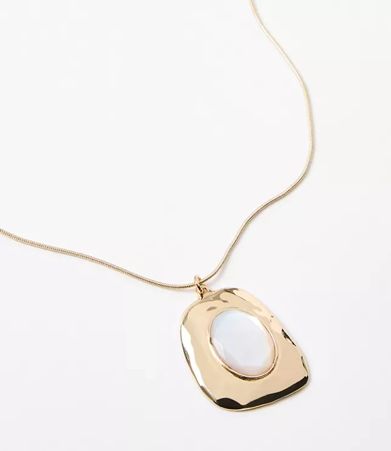 Mother Of Pearl Pull Tie Pendant Necklace