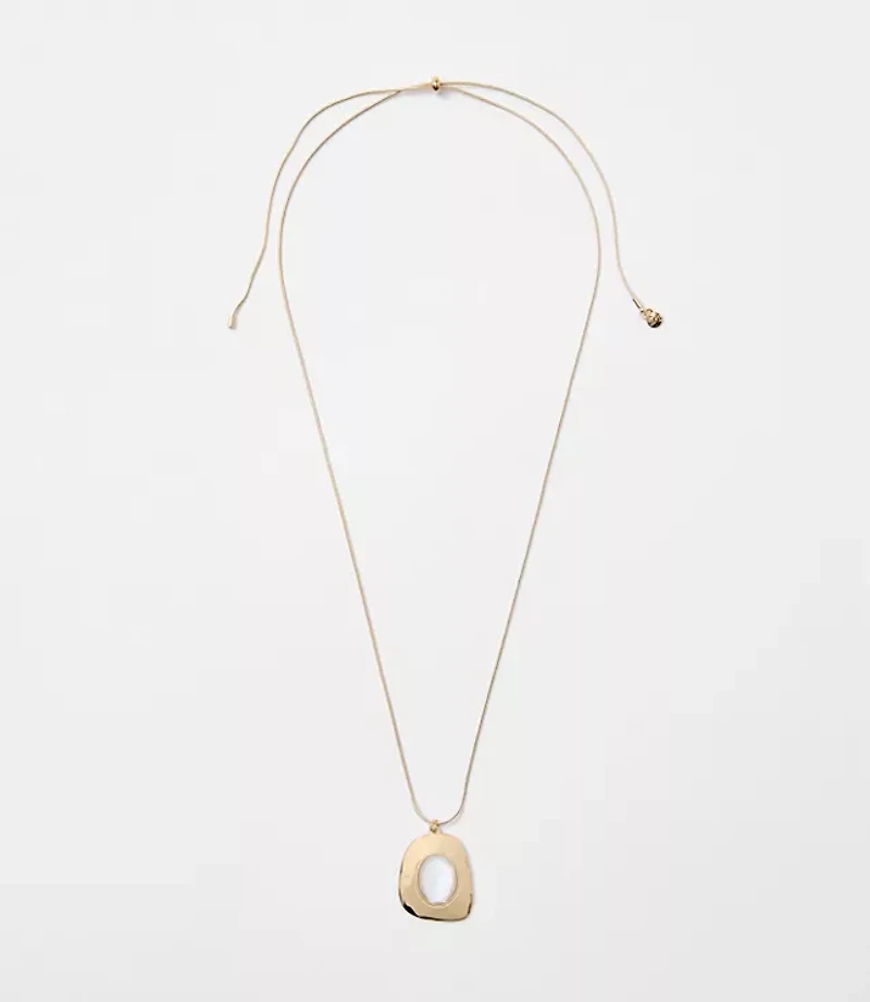 Mother Of Pearl Pull Tie Pendant Necklace