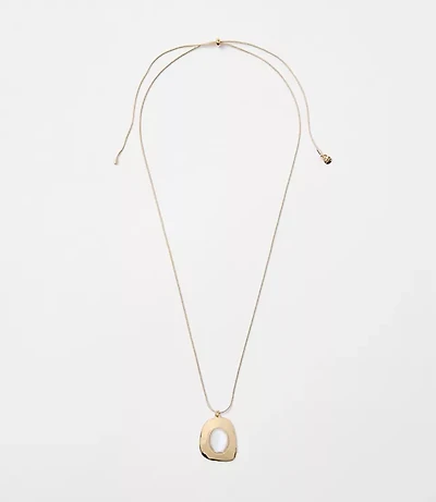 Mother Of Pearl Pull Tie Pendant Necklace