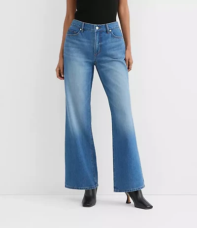 Rivete Petite Curvy Mid Rise Wide Leg Jeans Vintage Dark Wash