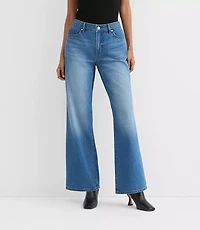 Rivete Petite Curvy Mid Rise Wide Leg Jeans Vintage Dark Wash