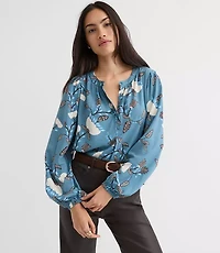 Garland Shirred Henley Blouse