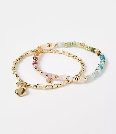 Rainbow Beaded Stretch Bracelet Set