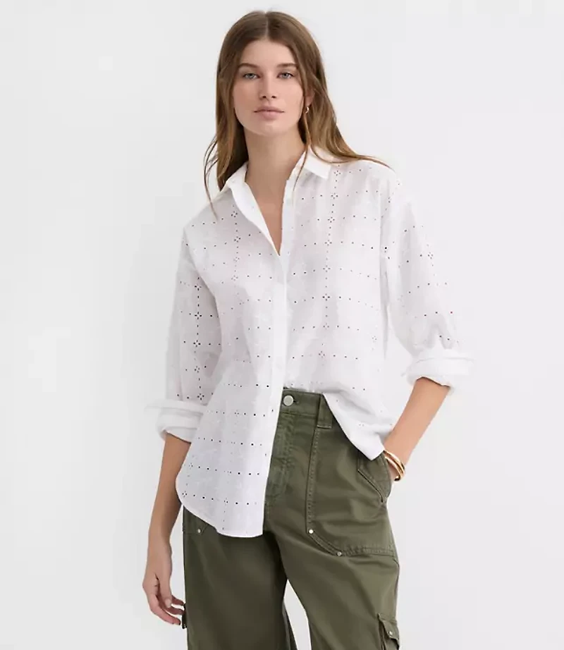 Petite Eyelet Everyday Oversized Shirt