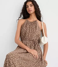 Floral Tucked Maxi Halter Dress