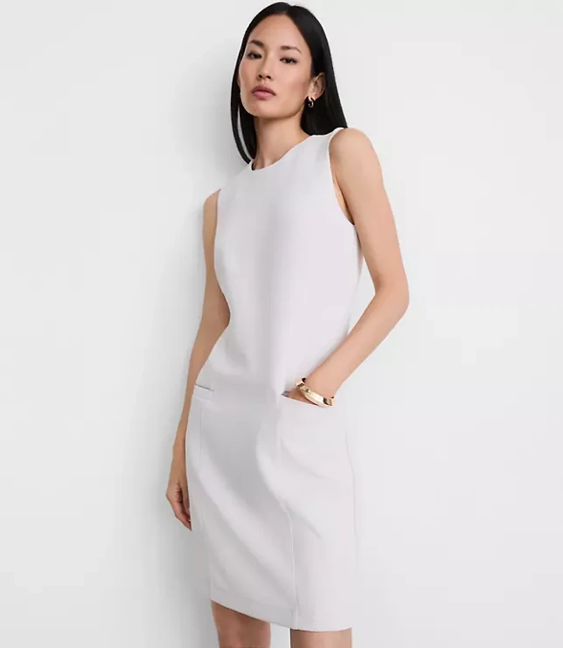 Petite LOFT Versa Crepe Drape Mini Pocket Dress