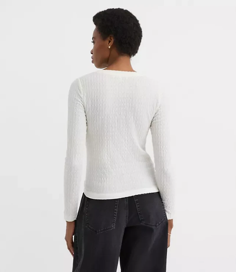 Puckered Long Sleeve Crew Neck Tee