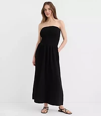 LOFT Beach Strapless Mixed Media Maxi Pocket Dress