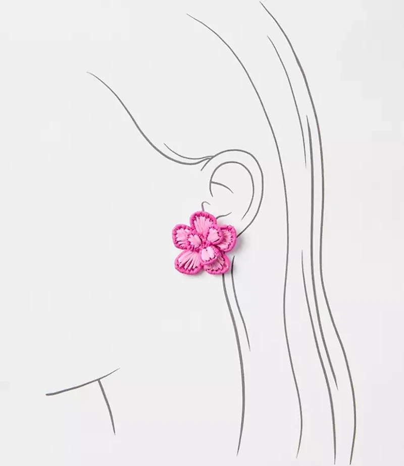 LOFT Beach Floral Raffia Statement Earrings
