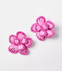 LOFT Beach Floral Raffia Statement Earrings