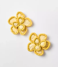 LOFT Beach Floral Raffia Statement Earrings