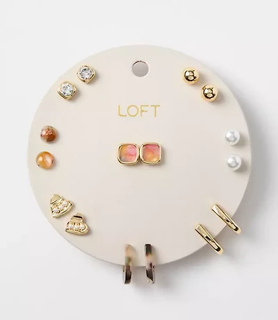 Multicolored Tortoiseshell Print Stud Earring Set