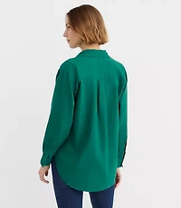 Petite Linen Cotton Everyday Oversized Pocket Shirt