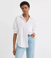 Petite Linen Cotton Everyday Oversized Pocket Shirt
