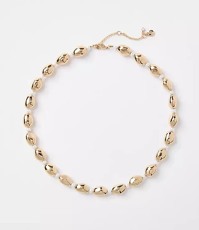 Pearlized Nugget Statement Necklace