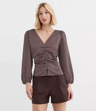 Petite Pindot Ruched Blouse