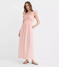 LOFT Beach Garden Poplin Ruffle Strap Maxi Pocket Dress