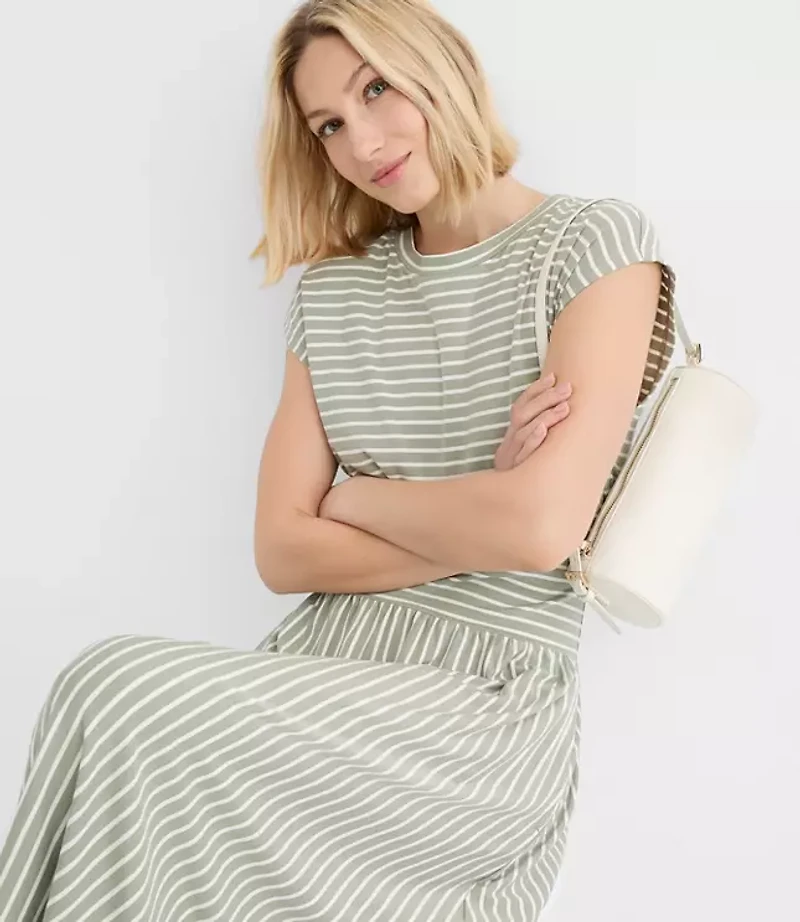 Tall Striped Cap Sleeve Maxi Pocket Dress