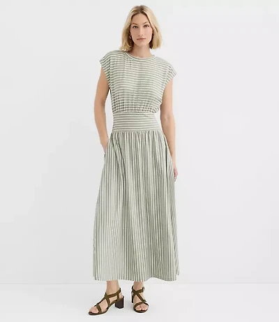 Tall Striped Cap Sleeve Maxi Pocket Dress