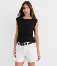 Puckered Ruffle Wedge Top