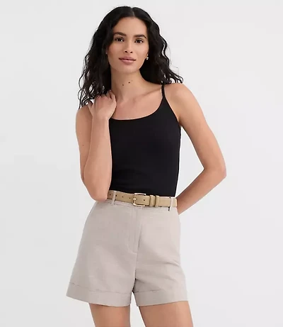 Dotted Pointelle Ruffle Ribbed Tank Top