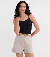 Dotted Pointelle Ruffle Ribbed Tank Top