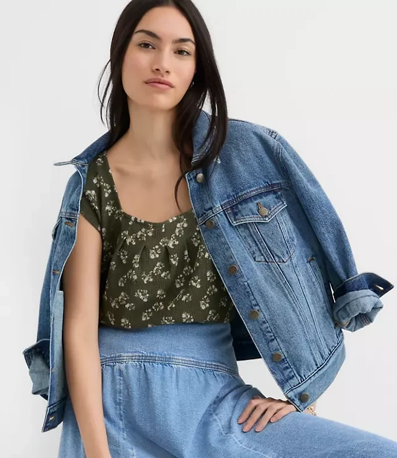 Petite Floral Square Neck Top