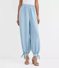 Tie Cuff Harem Pants Chambray