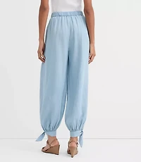 Tie Cuff Harem Pants Chambray