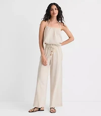 LOFT Beach Rope Tie Linen Cotton Wide Leg Pants