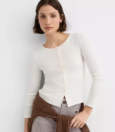 Scalloped Ribbed Cardigan