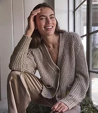 Haven Well Within Lurex Blend Shaker Stitch Cardigan